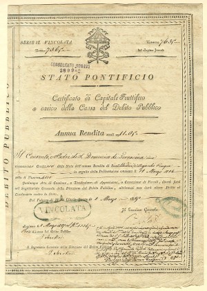 Stato Pontificio - Bond of the Papal States dated 1826